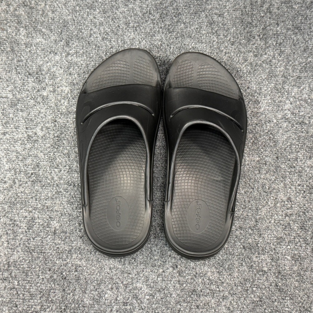 Oofos OOahh Sport Slide Sandals Men's 10 Black Athletic Running Recovery Beach - Picture 8 of 12